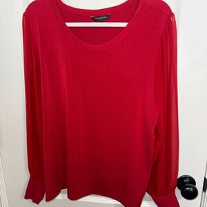 Banana Republic Bright Red Long Sleeve Scoop Neck Blouse